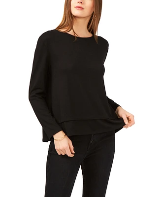 1.state Women's Long Sleeve Tie Back Cozy Knit Top