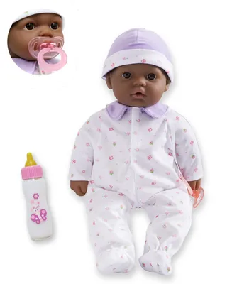 La Baby African American 16" Soft Body Baby Doll Purple Outfit - African American