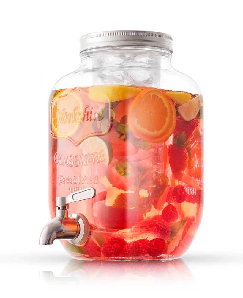 Joyjolt Glass Drink Dispenser with Spigot, Ice Infuser and Fruit