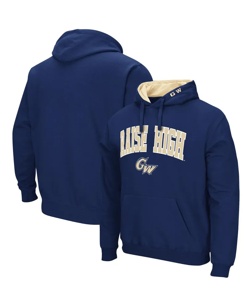 Men's Navy Gw Colonials Arch and Logo Pullover Hoodie