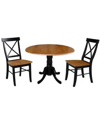42" Dual Drop Leaf Dining Table with X-back Chairs