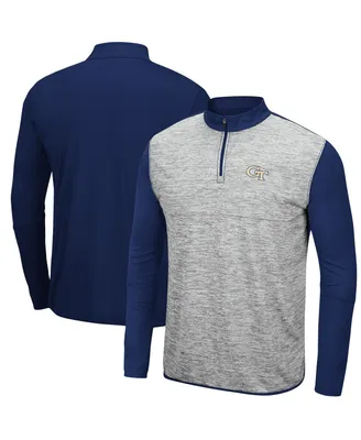 Men's Gray, Navy Georgia Tech Yellow Jackets Prospect Space-Dye Quarter-Zip Jacket