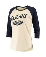 Women's Zion Williamson Cream New Orleans Pelicans Raglan 3/4-Sleeve T-shirt