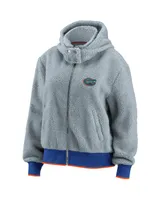 Women's Gray Florida Gators Sherpa Full-Zip Hoodie Jacket