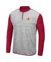 Men's Heathered Gray, Cardinal Iowa State Cyclones Prospect Quarter-Zip Jacket