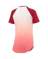 Women's White and Crimson Alabama Crimson Tide Shortstop Ombre Raglan Tri-Blend V-Neck T-shirt