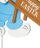 Glitzhome Wooden Easter Bunny Cart Yard Stake or Wall Decor, 30.5"