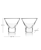 Viski Heavy Base Crystal Martini Glasses, Set of 2, 7.5 Oz