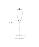 Viski Gold-Rimmed Crystal Champagne Flutes Set of 2, 8 Oz