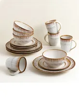 Lorren Home Trends Stoneware Mocca Swirl, Set of 16