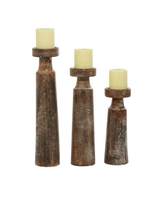 Mango Wood Natural Candle Holder, Set of 3