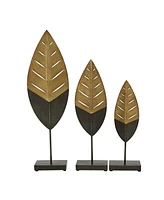 Metal Contemporary Leaf Sculpture, Set of 3