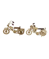 Metal Contemporary Motorcycle Sculpture, Set of 2 - Gold