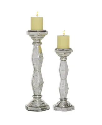 Glam Candle Holder, Set of 2 - Silver