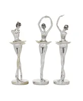 Glam Dancer Sculpture, Set of 3 - Silver