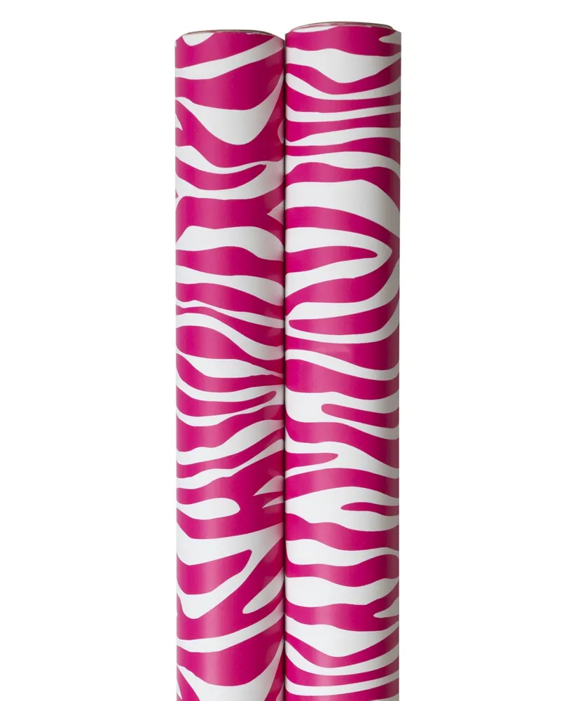 Jam Paper Gift Wrap 50 Square Feet Zebra Print Wrapping Paper Rolls, Pack of 2