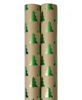 Jam Paper Gift Wrap 50 Square Feet Christmas Kraft Wrapping Paper Rolls, Pack of 2