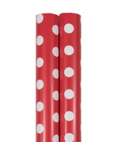 Jam Paper Gift Wrap 50 Square Feet Polka Dot Wrapping Paper Rolls, Pack of 2