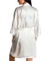 Linea Donatella 'Mrs' Satin Wrap Bridal Robe, Chemise Nightgown Set