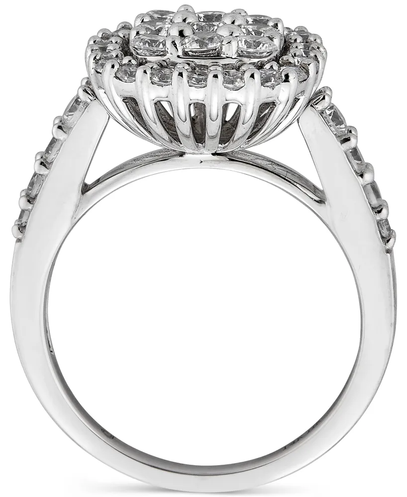 Diamond Halo Cluster Ring (1-3/8 ct. t.w.) in 14k White Gold