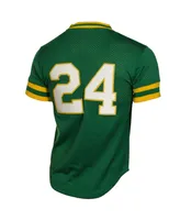 Men's Rickey Henderson Green Oakland Athletics 1991 Cooperstown Mesh Batting Practice Jersey