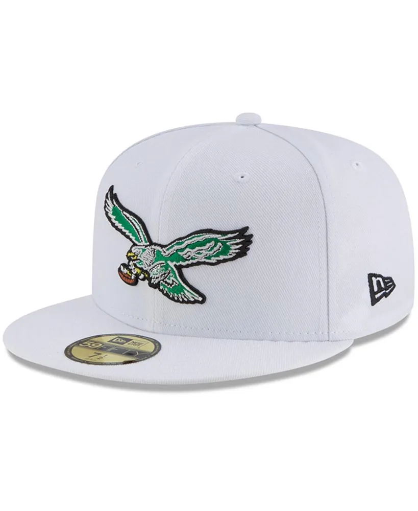 Men's White Philadelphia Eagles Throwback Logo Omaha 59FIFTY Fitted Hat