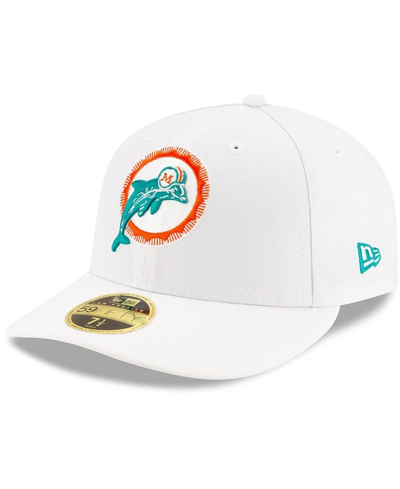 Men's White Miami Dolphins Historic Omaha Low Profile 59FIFTY Fitted Hat