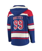 Men's Wayne Gretzky Blue New York Rangers Retired Player Name and Number Lacer Pullover Hoodie