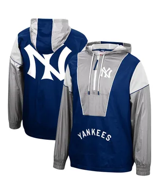 Men's Navy New York Yankees Highlight Reel Windbreaker Half-Zip Hoodie Jacket