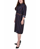 Plus Size 3/4 Roll Tab Sleeve Shirt Dress