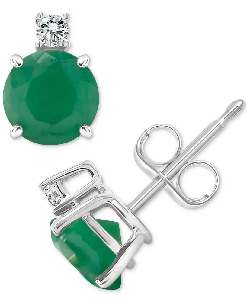 Sapphire (1-1/3 ct. t.w.) & Diamond Accent Stud Earrings 14k White Gold (Also Emerald Ruby)