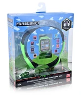 Minecraft Unisex Creeper Kids 26 Games Multi Silicone Strap Interactive Smart Watch with Over Ear Headphones, 40mm