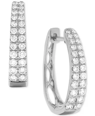 Diamond Graduated Double Row Hoop Earrings (1 ct. t.w.) 14k White Gold or Yellow