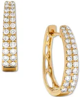 Diamond Graduated Double Row Hoop Earrings (1 ct. t.w.) in 14k White Gold or 14k Yellow Gold