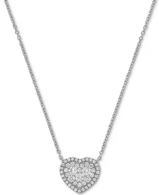 Diamond Heart Cluster Halo 18" Pendant Necklace (7/8 ct. t.w.) 14k White Gold or Yellow