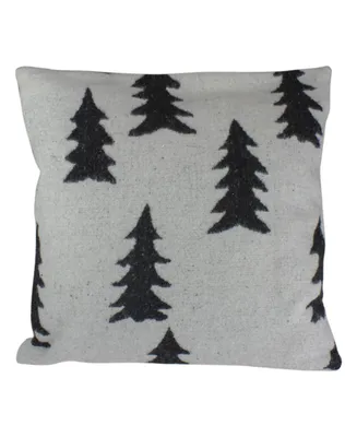 18" Forest Trees Knit Christmas Throw Pillow