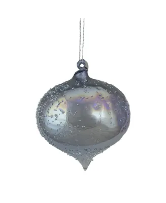 4.5" Iridescent Glass Onion Christmas Ornament - Silver