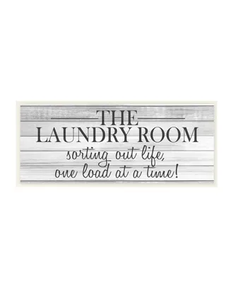 Stupell Industries Laundry Room Funny Word Bathroom Black and White Design Wall Plaque Art, 7" x 17" - Multi
