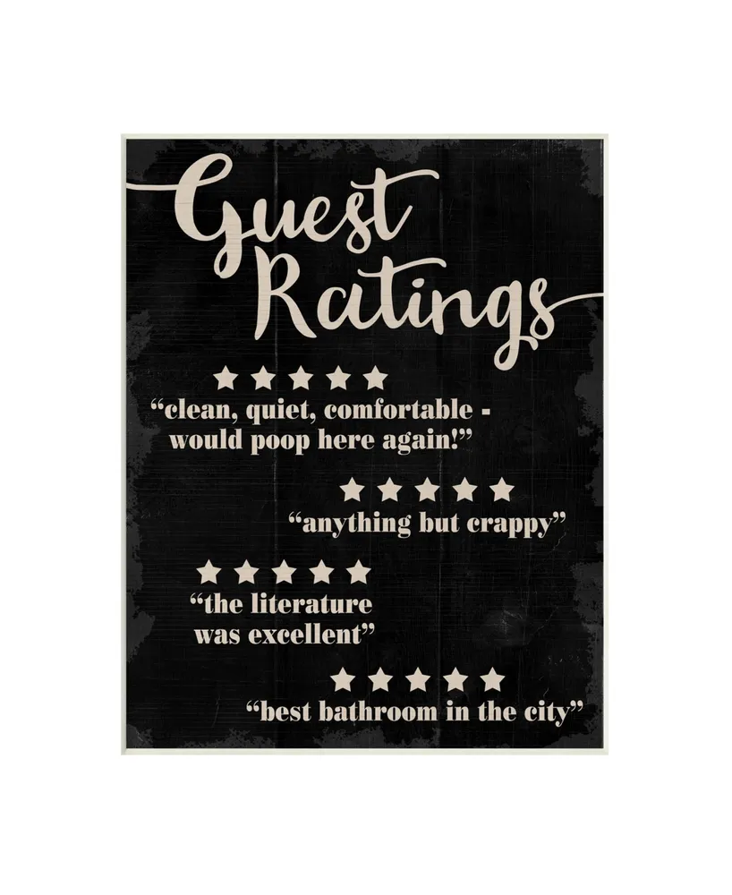 Stupell Industries Guest Rating Five Star Bathroom Black Funny Word Design Wall Plaque Art, 13" x 19" - Multi