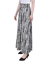 Ny Collection Petite Ring Faux Belt A Line Maxi Skirt