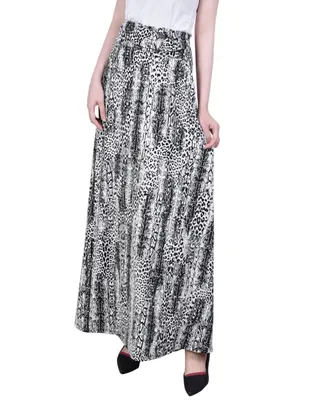 Ny Collection Petite Ring Faux Belt A Line Maxi Skirt