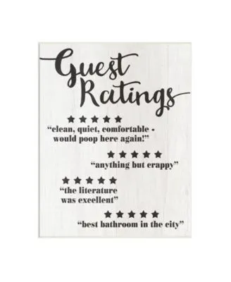 Stupell Industries Five Star Bathroom Funny Word Black White Wood Textured Design Wall Plaque Art Collection By Daphne Polselli