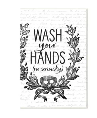 Stupell Industries Wash Your Hands Seriously Elegant Bathroom Word Design Wall Plaque Art Collection By Lettered Lined