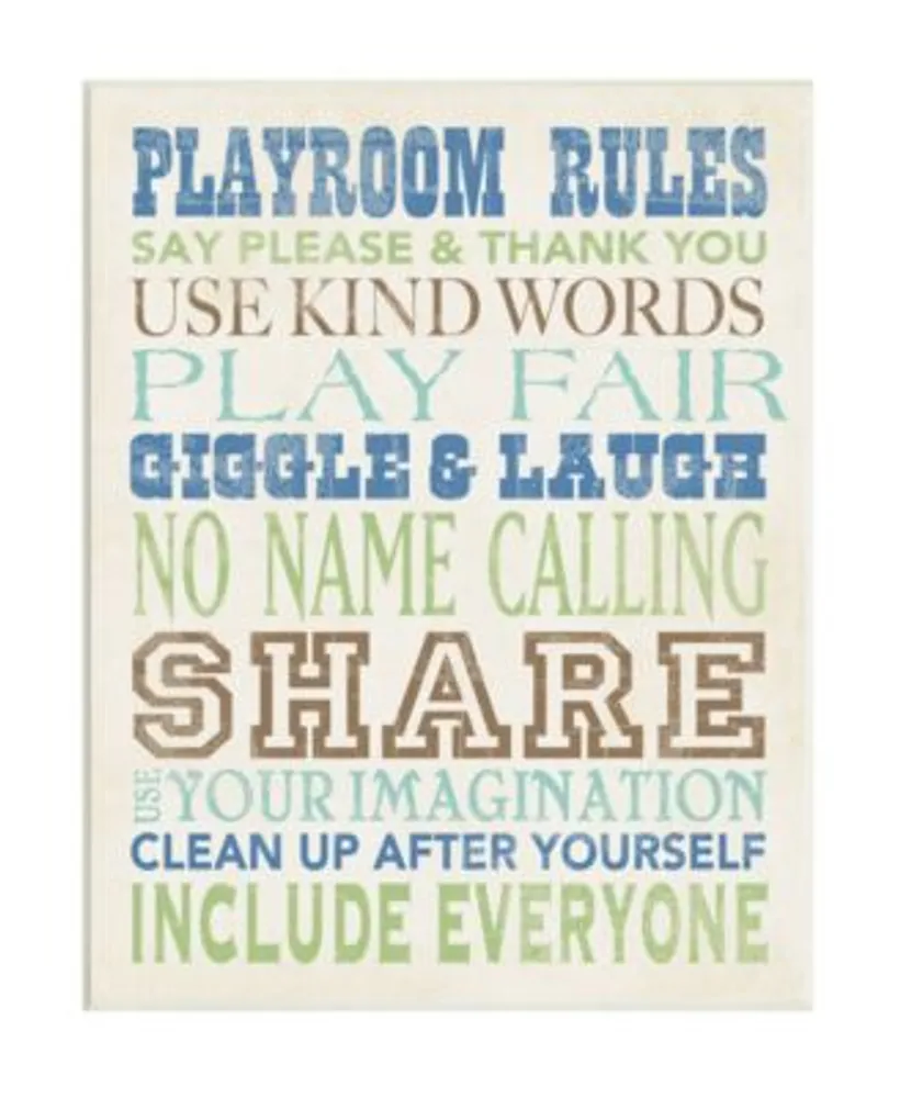 Stupell Industries Boys Playroom Rules Typography Wall Plaque Art Collection By Stephanie Workman Marrott