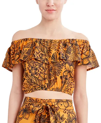 BCBGeneration Jungle Queen Printed Cropped Swim Cover-Up