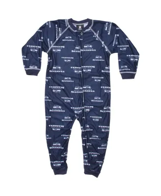 Seattle Seahawks Unisex Toddler Piped Raglan Full Zip Coverall - College Navy