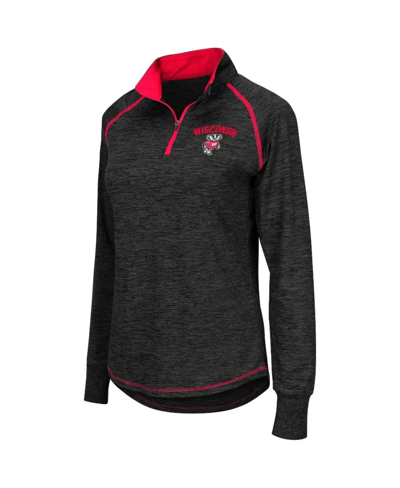 Women's Black Wisconsin Badgers Bikram 1/4 Zip Long Sleeve Jacket