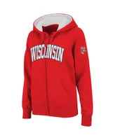 Women's Stadium Athletic Cardinal Wisconsin Badgers Arched Name Full-Zip Hoodie