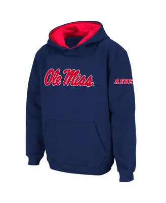 Big Boys Navy Ole Miss Rebels Big Logo Pullover Hoodie