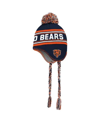 Preschool Boys and Girls Navy and Orange Chicago Bears Jacquard Tassel Knit Hat with Pom